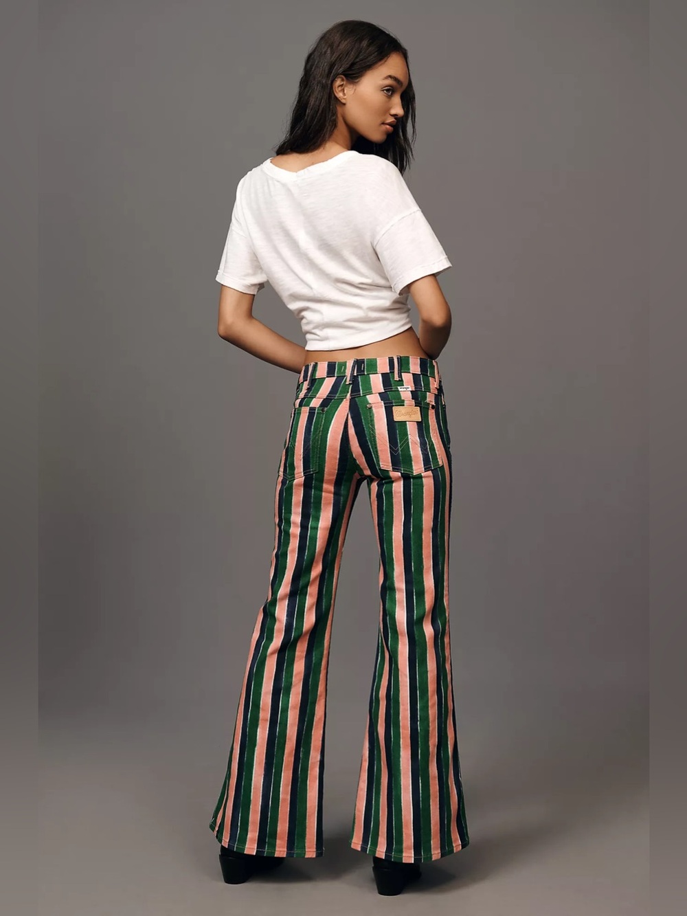 Wrangler Wanderer Striped Flare Jeans 30 Pink Green Colorful Denim Retro 70s NWT